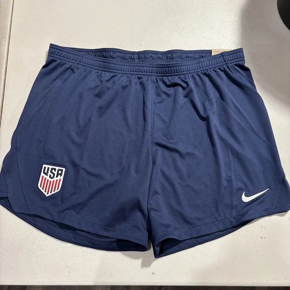 NIke x USWNT Dri-FIT Shorts Women's XL USA Soccer Navy Blue Logo IB4598-410